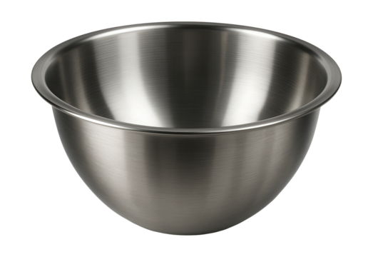 Deep stainless steel bowl ideal for tossing and mixing salads in the kitchen.