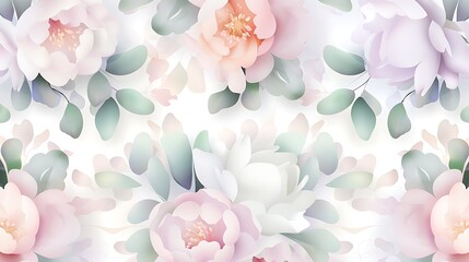 Soft Floral Pattern with Delicate Pink and White Flowers on a Light Background