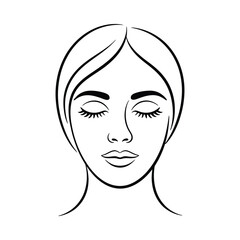 Minimalist line drawing of a woman s face with closed eyes