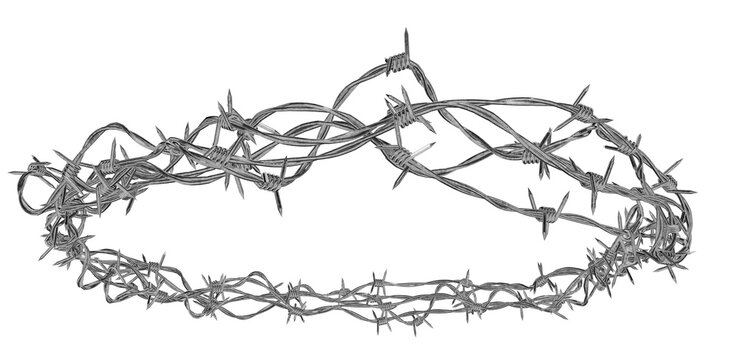 abstract crown fashioned from barbed wire. a powerful metaphor for the burdens of leadership and the challenges of authority.
