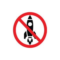No launching rocket, prohibition sign for space exploration and travel ban