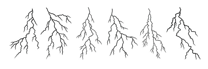 illustration with lightning collection isolated on white