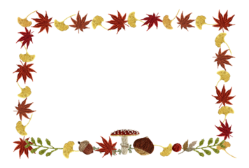 手刺繍の秋モチーフ四角枠