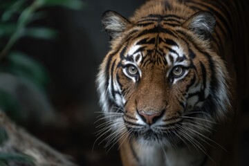 Fototapeta premium Close-up tiger portrait, focused gaze