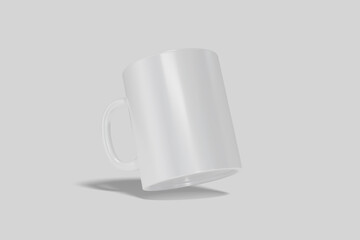 Realistic white cup isolated on transparent background. Vector template for Mock Up. Vector illustration