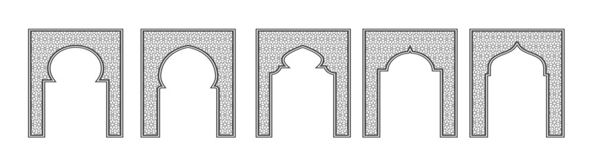  islamic frame with arch and ornament ramadan gate on