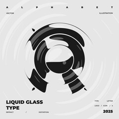 Refraction and Distortion letter. Glass Effect minimal illustration. Abstract sign, symbol for promotional poster, music poster, sale banner, brochure or logo for your brand.