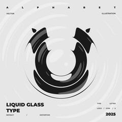 Refraction and Distortion letter. Glass Effect minimal illustration. Abstract sign, symbol for promotional poster, music poster, sale banner, brochure or logo for your brand.