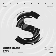 Refraction and Distortion letter. Glass Effect minimal illustration. Abstract sign, symbol for promotional poster, music poster, sale banner, brochure or logo for your brand.