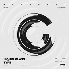 Refraction and Distortion letter. Glass Effect minimal illustration. Abstract sign, symbol for promotional poster, music poster, sale banner, brochure or logo for your brand.