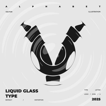 Refraction and Distortion letter. Glass Effect minimal illustration. Abstract sign, symbol for promotional poster, music poster, sale banner, brochure or logo for your brand.