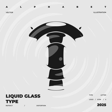 Refraction and Distortion letter. Glass Effect minimal illustration. Abstract sign, symbol for promotional poster, music poster, sale banner, brochure or logo for your brand.