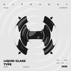 Refraction and Distortion letter. Glass Effect minimal illustration. Abstract sign, symbol for promotional poster, music poster, sale banner, brochure or logo for your brand.