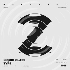 Refraction and Distortion letter. Glass Effect minimal illustration. Abstract sign, symbol for promotional poster, music poster, sale banner, brochure or logo for your brand.