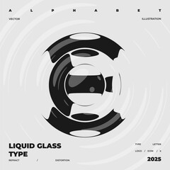 Refraction and Distortion letter. Glass Effect minimal illustration. Abstract sign, symbol for promotional poster, music poster, sale banner, brochure or logo for your brand.