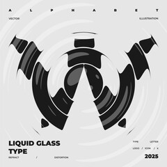 Refraction and Distortion letter. Glass Effect minimal illustration. Abstract sign, symbol for promotional poster, music poster, sale banner, brochure or logo for your brand.