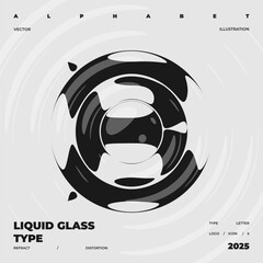 Refraction and Distortion letter. Glass Effect minimal illustration. Abstract sign, symbol for promotional poster, music poster, sale banner, brochure or logo for your brand.