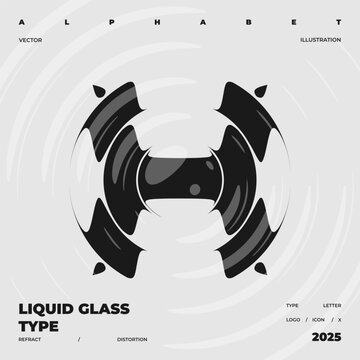 Refraction and Distortion letter. Glass Effect minimal illustration. Abstract sign, symbol for promotional poster, music poster, sale banner, brochure or logo for your brand.