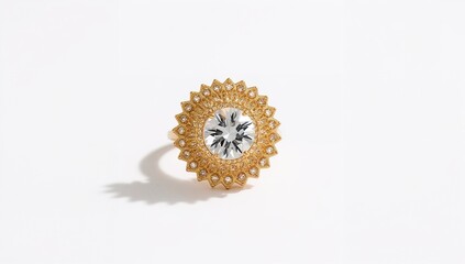 Angelic halo style ring expressing divine radiance on plain white background