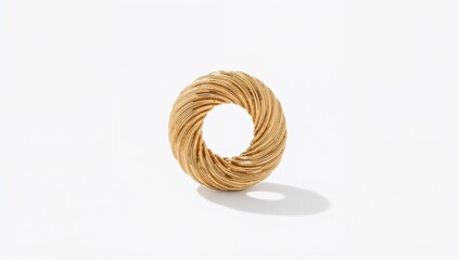Coil shaped wrapped ring offering dynamic spiraling motion on plain white background