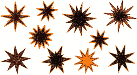 Collection of Starburst Shapes Decorative Design Elements for Festive and Creative Projects