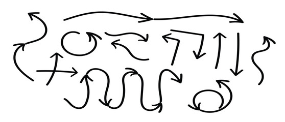  isolated vector hand drawn arrows multi-directional.