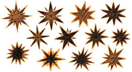 Collection of Starbursts Hand-Drawn Explosions and Abstract Shapes for Design Projects