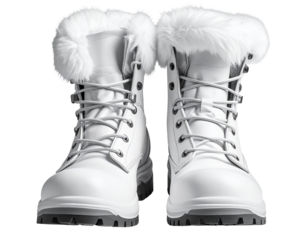 Winter Snow Boots Pair Front View, Fur Lined, Isolated on Transparent PNG