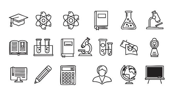 Set of education and science related icons in vector format