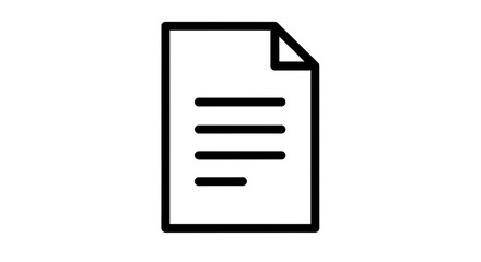 vector illustration of a document icon, document icon, document symbol, simple black and white document icon, page icon, minimal paper file outline, minimalist page icon