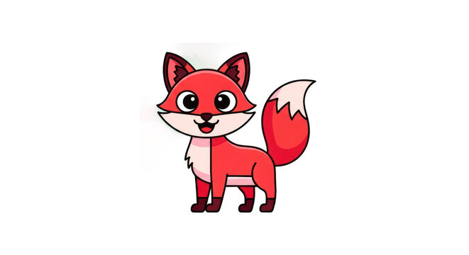 A cute cartoon red fox standing.