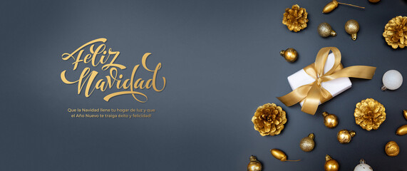 Feliz Navidad spanish Merry Christmas Modern calligraphy lettering on sticker for season greetings....