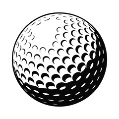 Black and white illustration of a textured golf ball