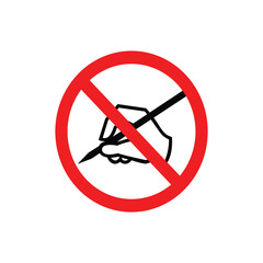 No writing sign, a prohibition symbol indicating that writing is not allowed