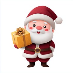 Obraz premium Christmas cheer santa claus with gift festive atmosphere cartoon style joyful concept