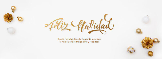 Feliz Navidad spanish Merry Christmas Modern calligraphy lettering on sticker for season greetings....