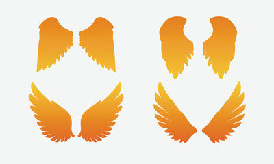 Four pairs of orange wings on a white background.