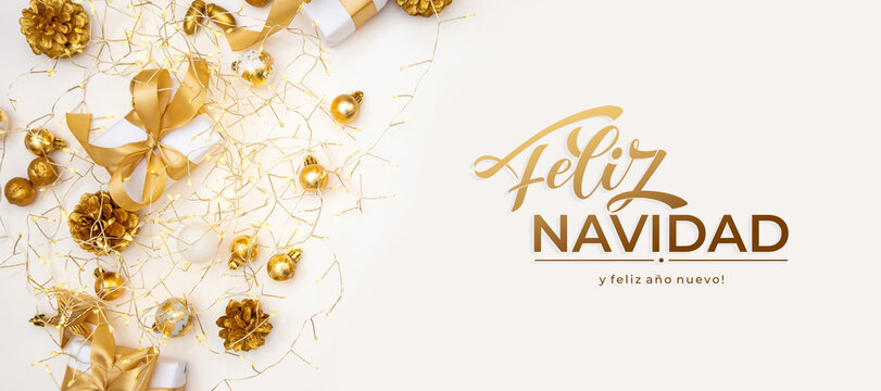 Feliz Navidad spanish Merry Christmas Modern calligraphy lettering on sticker for season greetings. Greeting card, frame, and banner. Holidays design. - Powered by Adobe