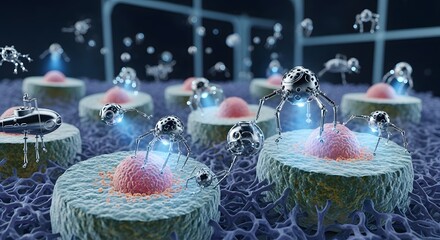 Nanobots navigating and interacting with human biological cells