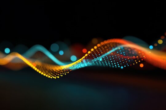 Cognitive Neon Waveform with Abstract Geometry - Powered by Adobe