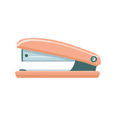 Peach-colored stapler, side view, on a white background.