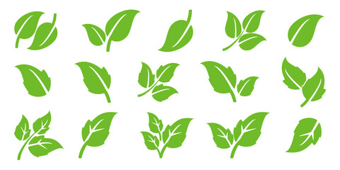 Leaf vector symbol, leaf illustration or leaf emoji in flat style. Spring leaf design, ecological nature theme.	
