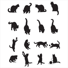 Bundle collection set design silhouettes of cats isolated on