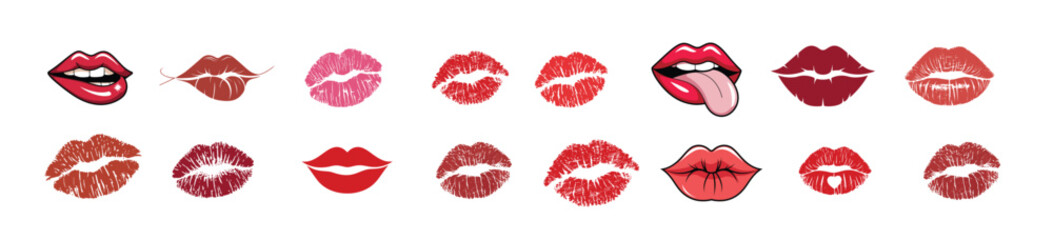 lip silhouette bundle lip icon set