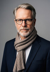 Man in Suit, Shirt, Scarf Portrait