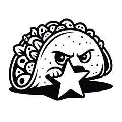 Taco cartoon character holding star