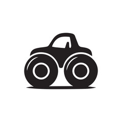 Monster Truck Silhouette – Black Off-Road Vehicle Icon with Oversized Tires on White Background