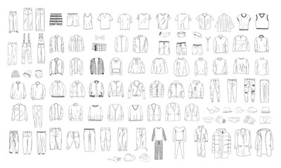 Men's Clothing Illustrations in Art Ink Style © Cuja