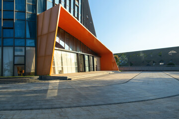 Square and modern office buildings in a business technology park