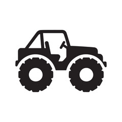 Tractor Silhouette Icon – Black Agricultural Vehicle Symbol on White Background